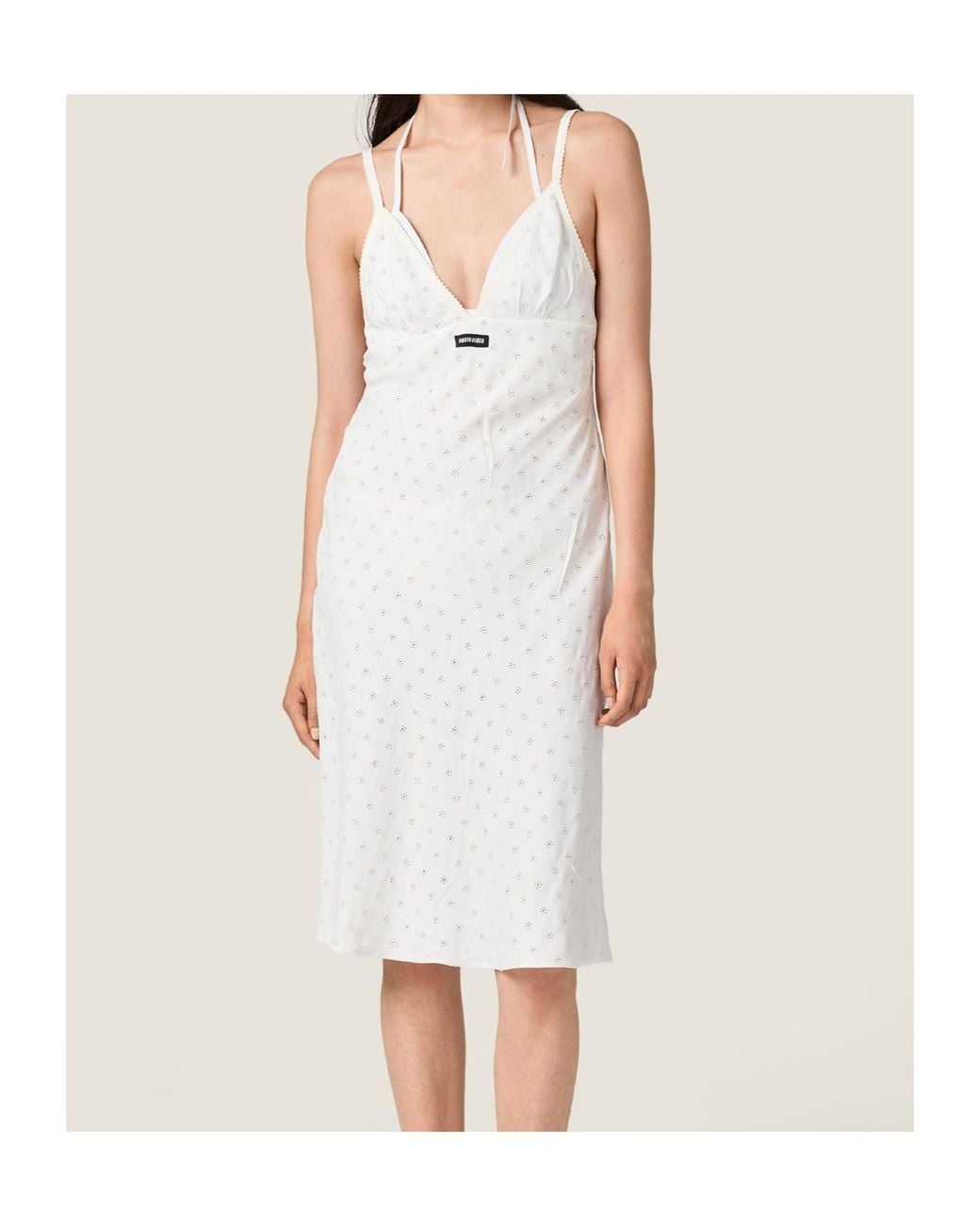 Miu Miu White Cady Eyelet Lace Dress