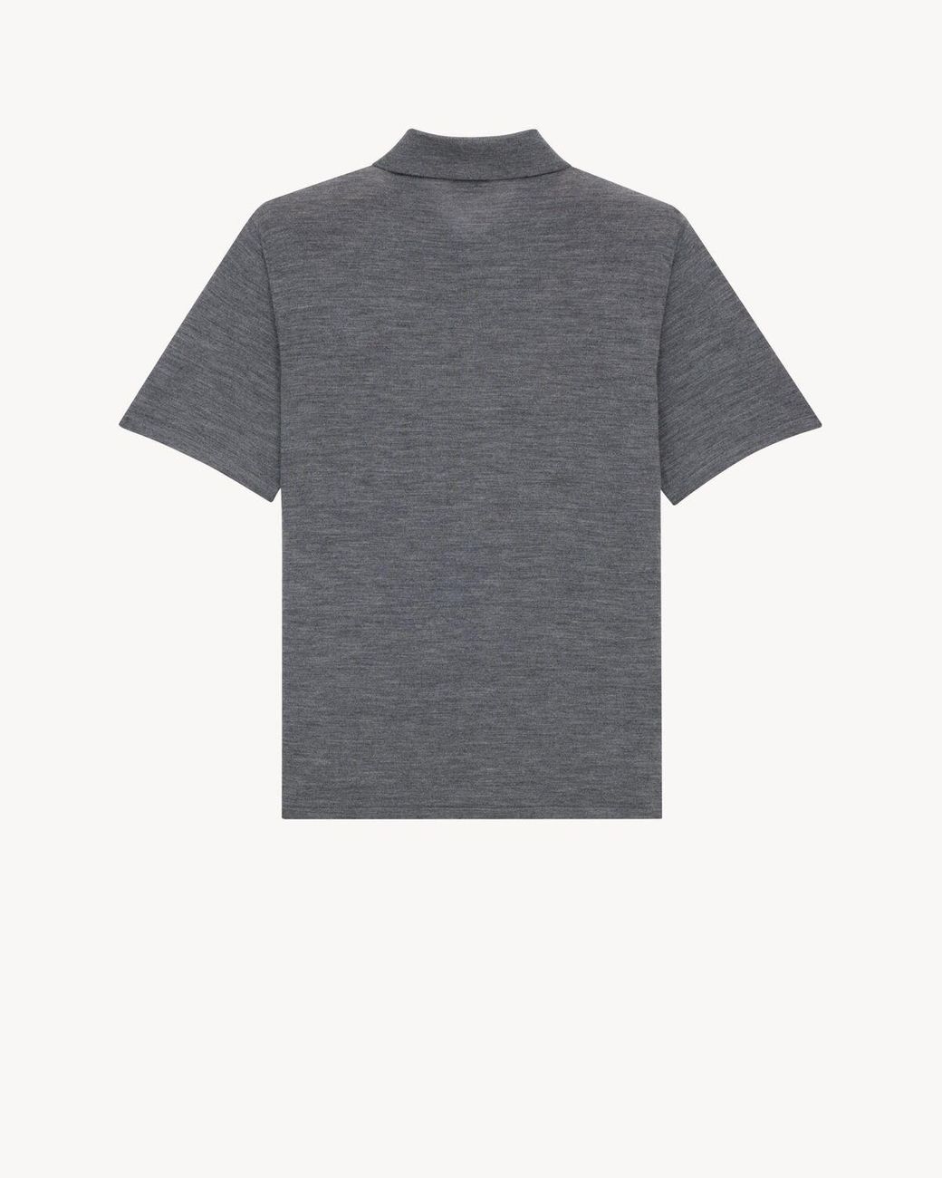 Saint Laurent Gray Wool Cassandre Polo Shirt for men