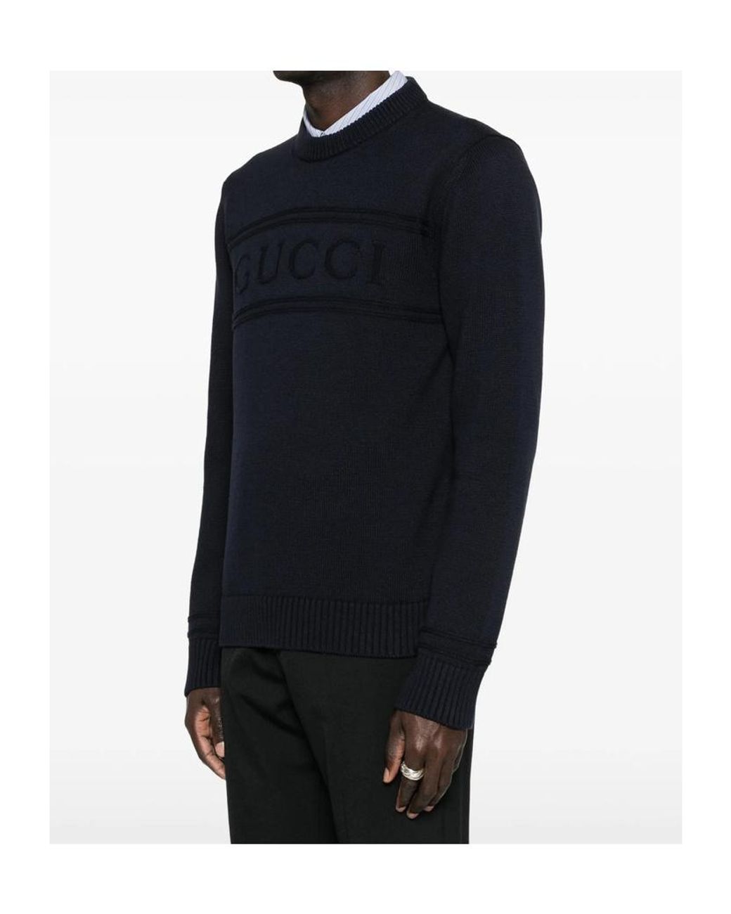 Gucci Black Logo Intarsia Knit Jumper for men