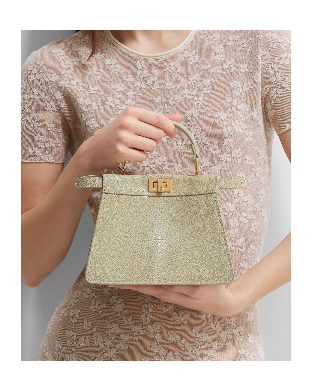 Fendi Metallic Sage Stingray Leather Bag