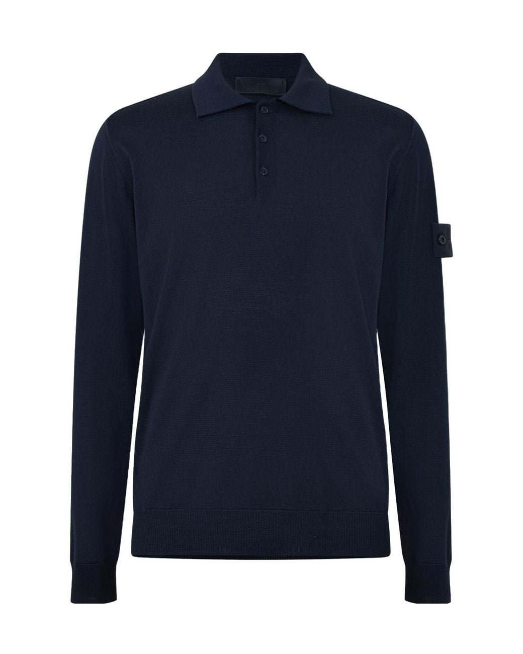 Stone Island Blue Long-Sleeve Polo Sweater for men