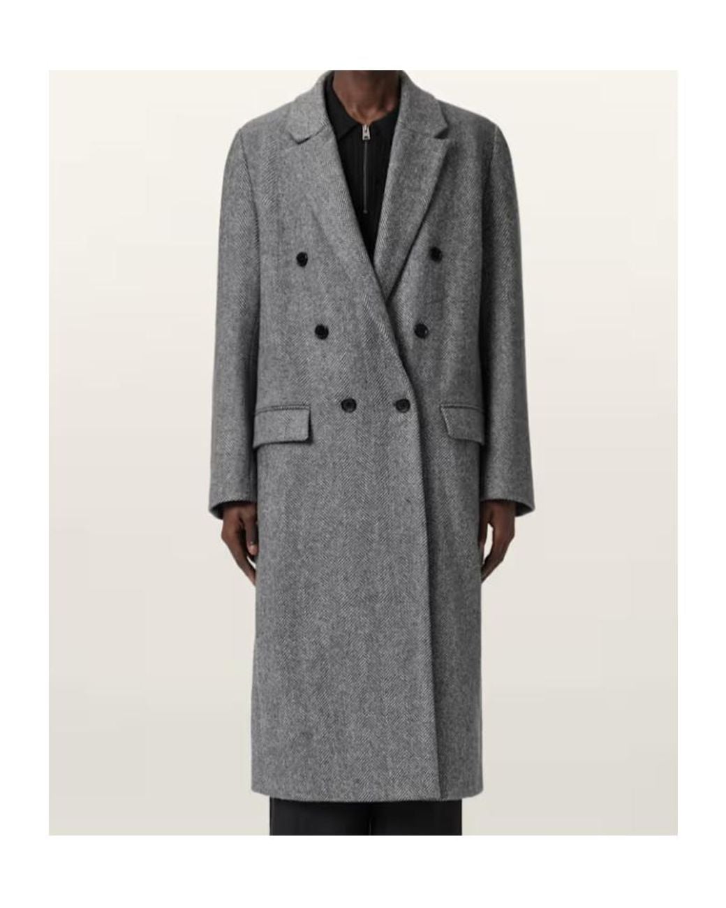 AllSaints Gray Ezra Oversized Wool Coat for men