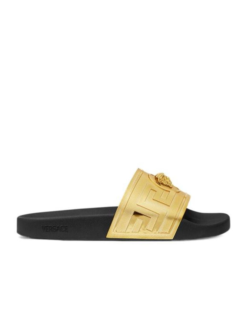 Versace Multicolor Logo Plaque Open-Toe Slippers for men