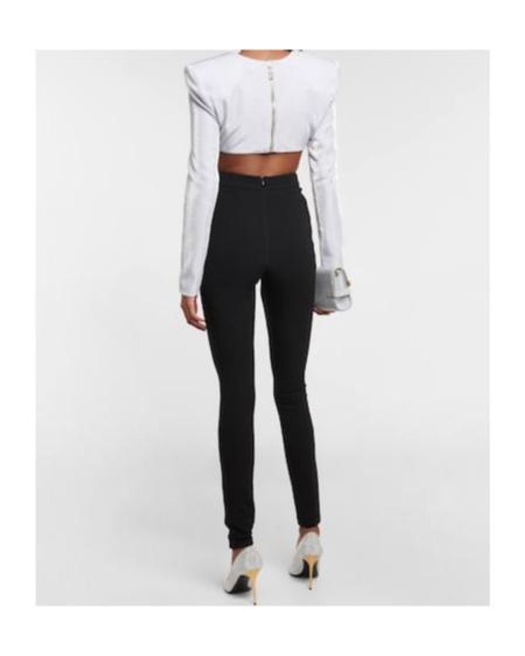 Balmain White Metallic Crop Top