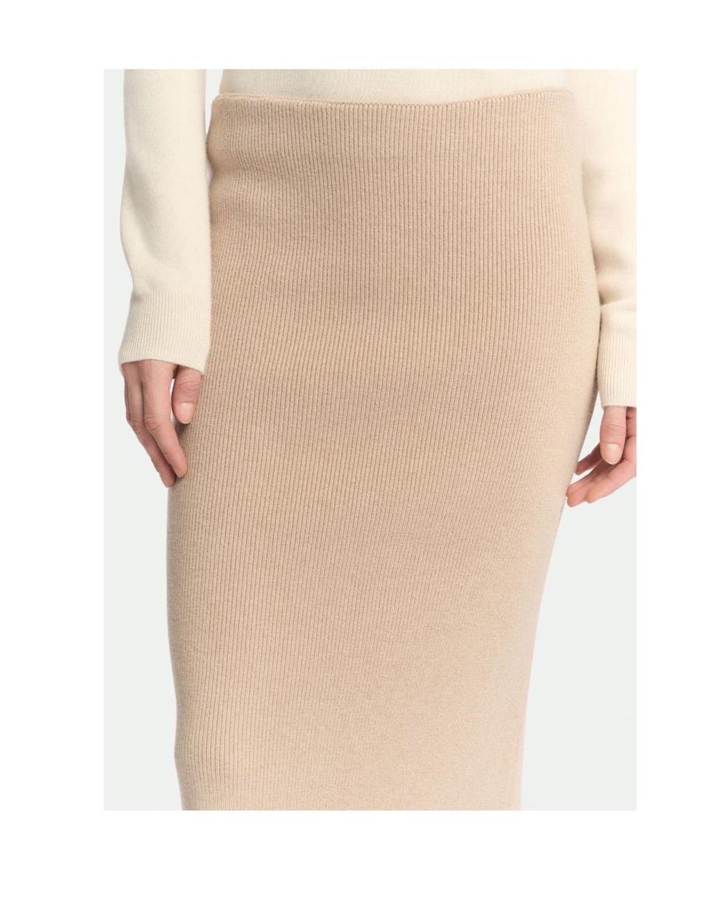 Malo Natural Ribbed Knitted Skirt