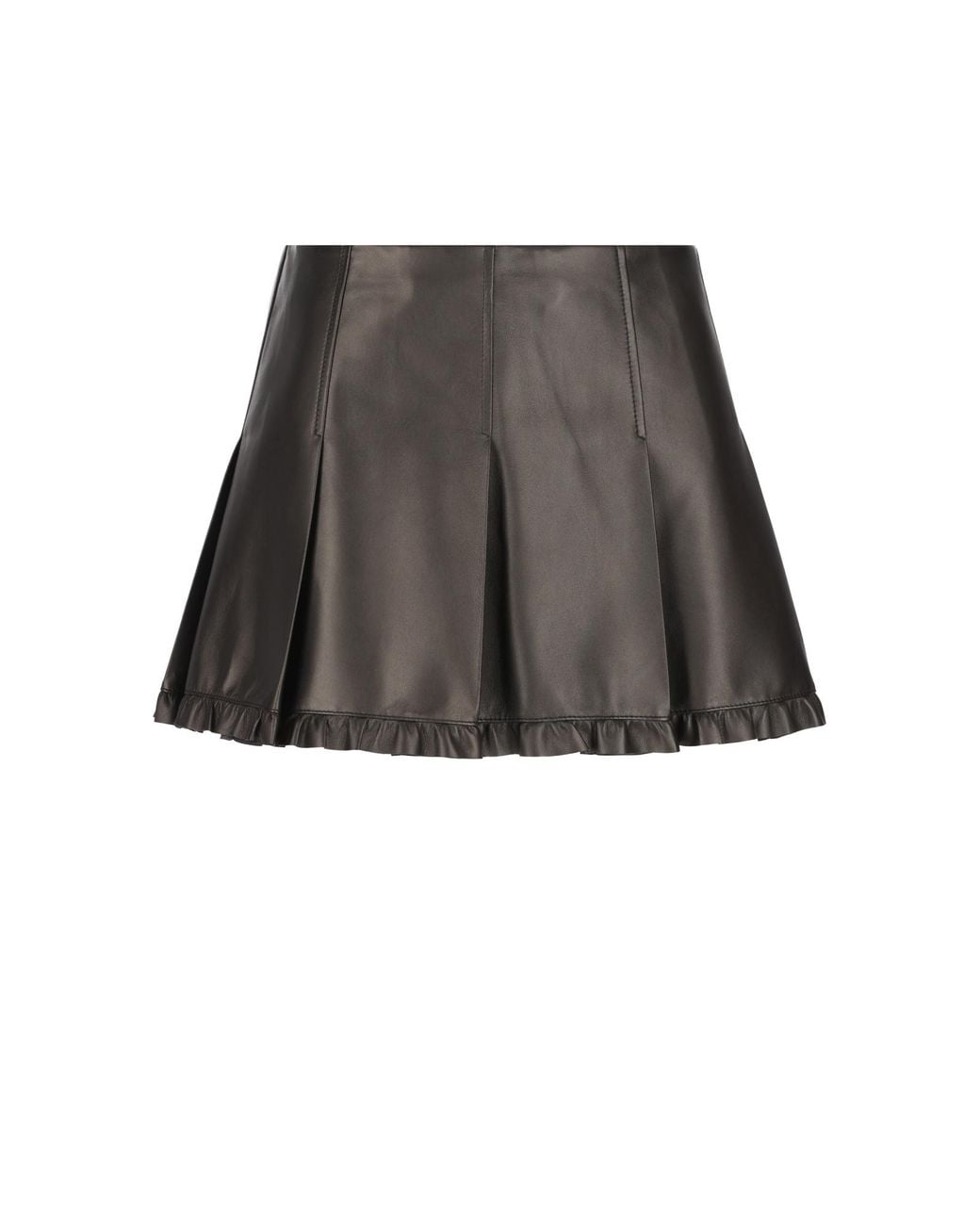 Miu Miu Gray Pleated Nappa Leather Skirt