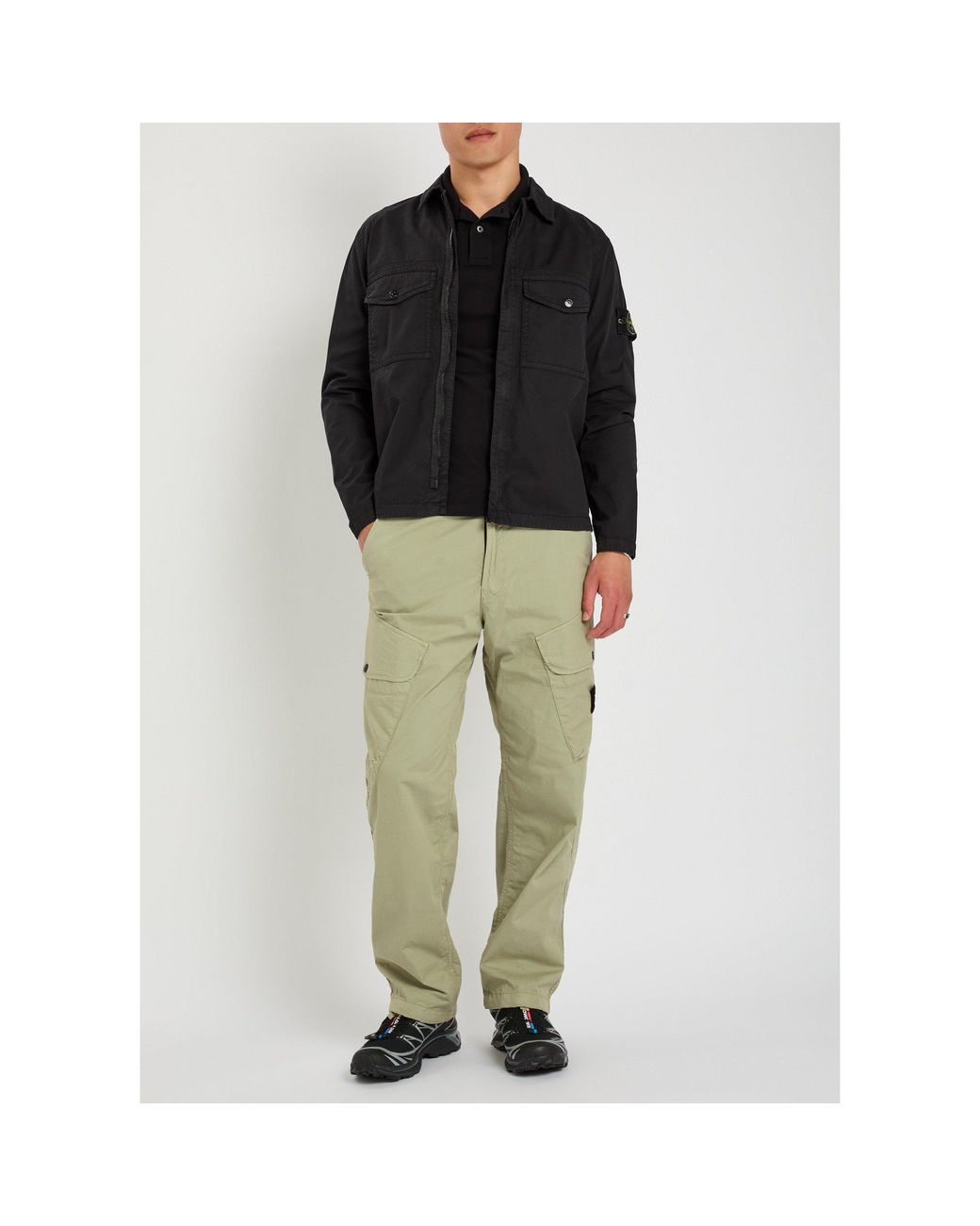 Stone Island Green Straight-Leg Cargo Trousers for men