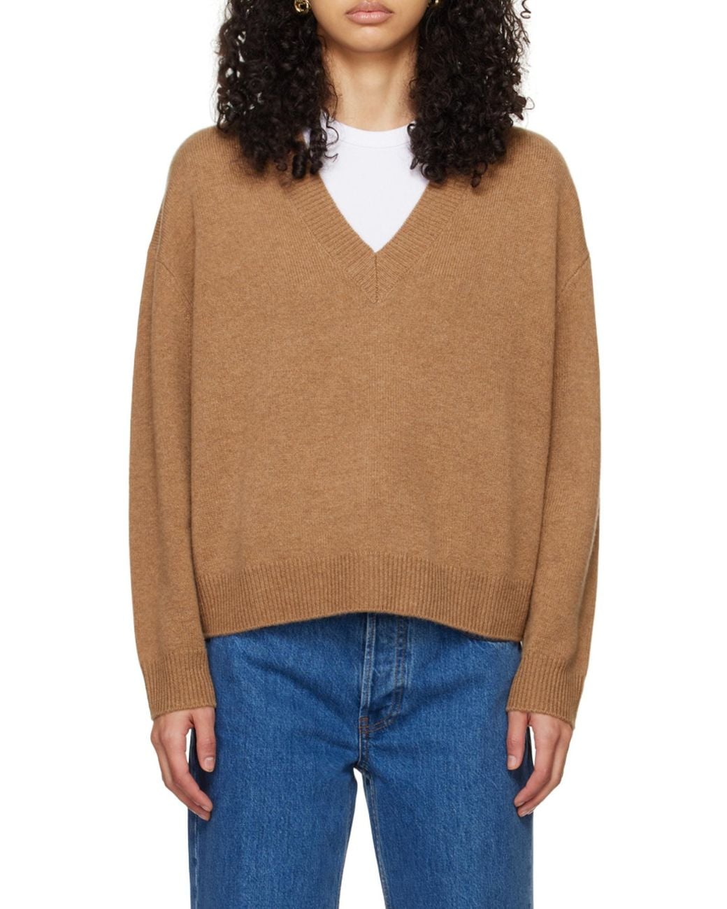 Anine Bing Blue Lee V-Neck Cashmere Jumper