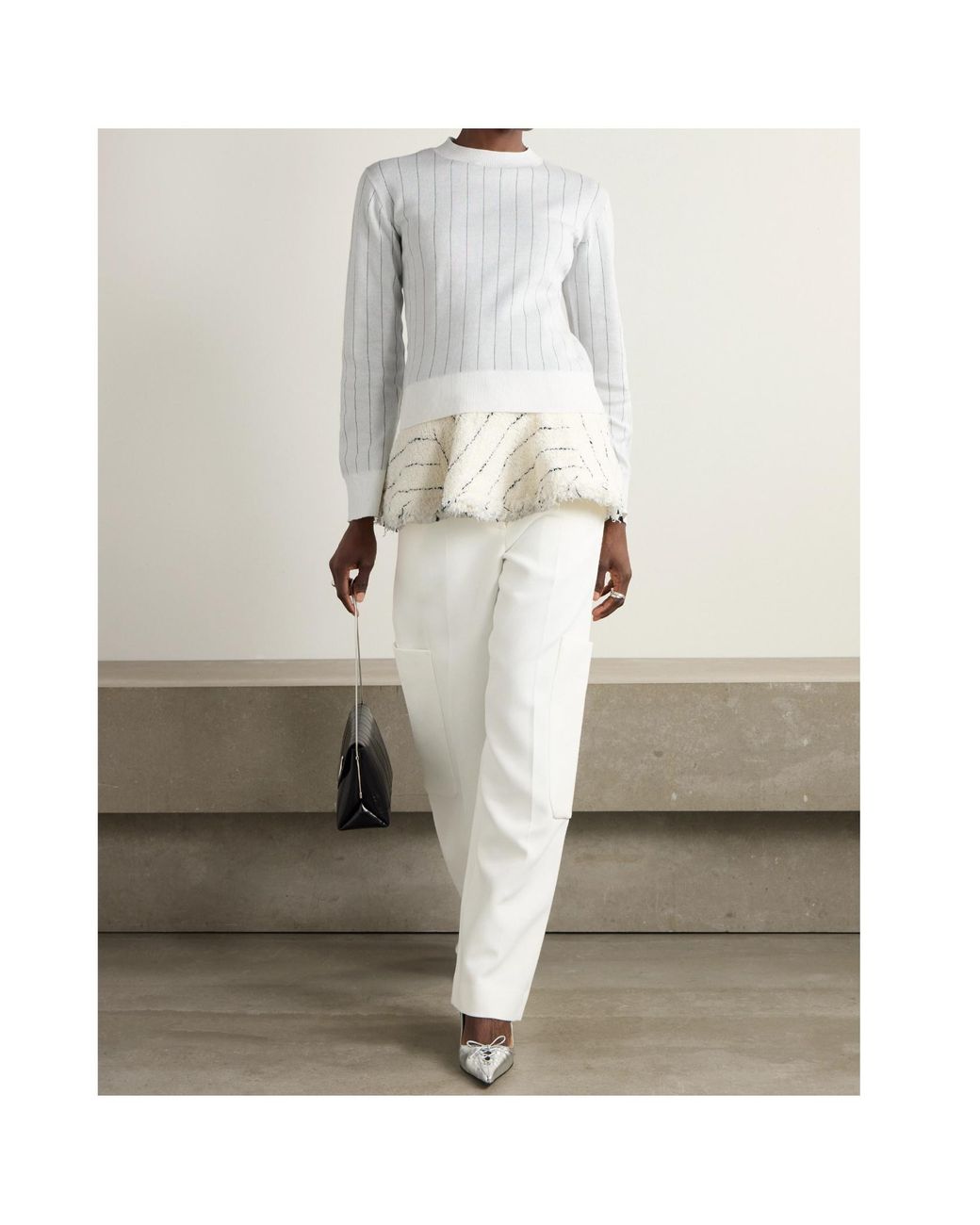 Sacai White Long Sleeve Sweater