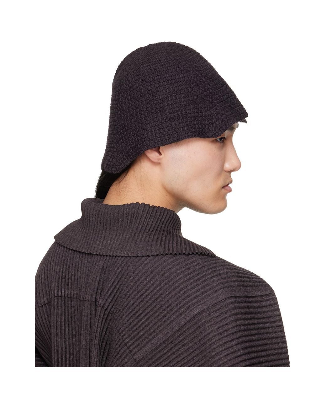 Homme Plissé Issey Miyake Blue Crocheted Fisherman's Hat for men