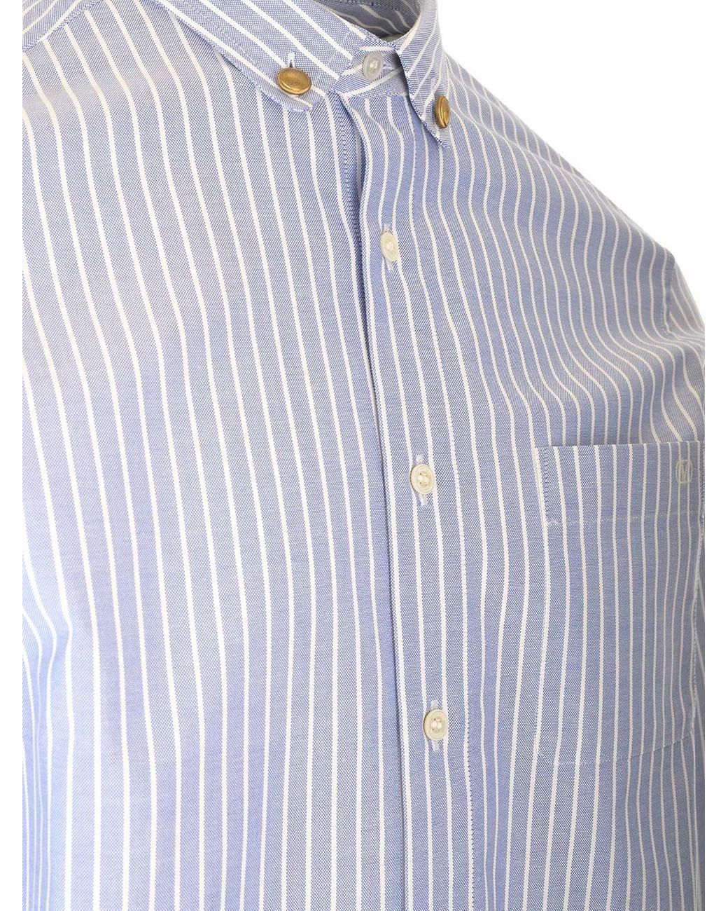 Valentino Blue Striped Button-Up Shirt for men