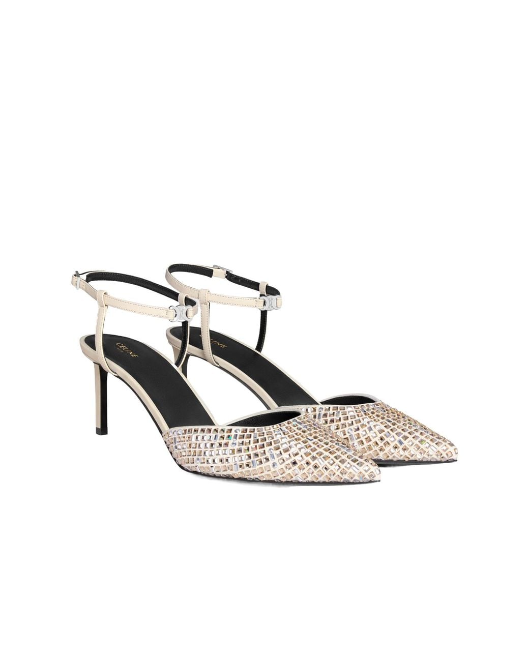 Céline White Kitten Strap Pump