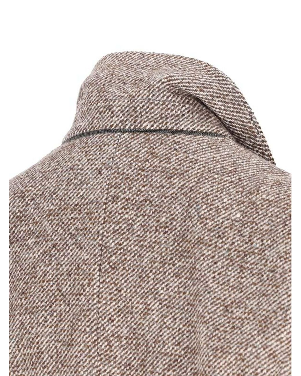 Brunello Cucinelli Brown Double-Breasted Long Sleeved Blazer