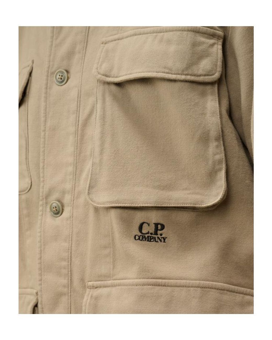 C P Company Natural Armored-Stretch Buttoned Overshirt for men