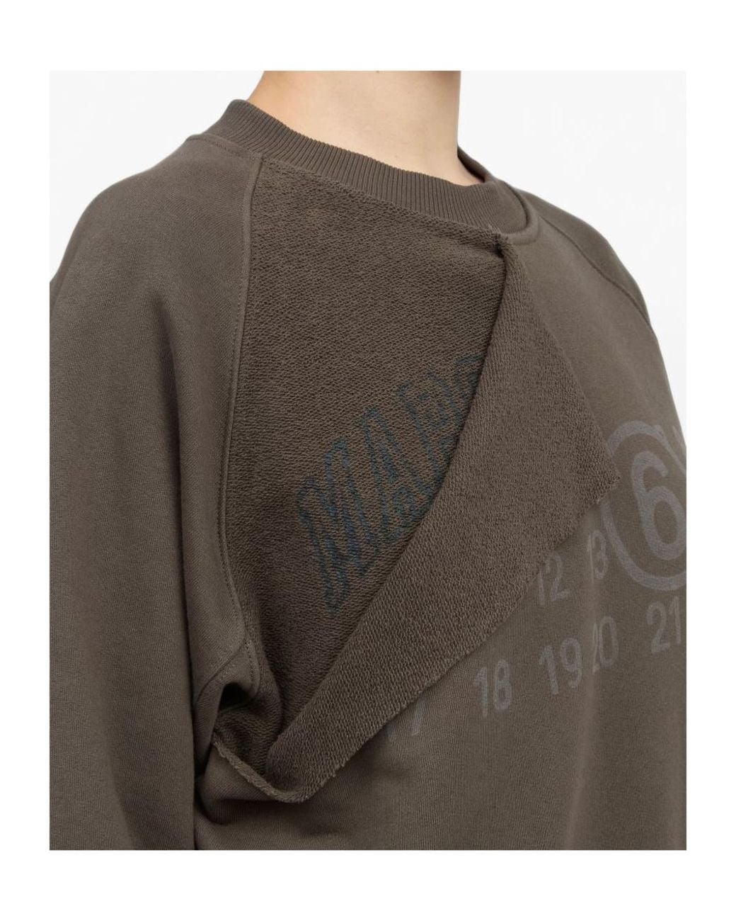 MM6 by Maison Margiela Gray Trompe L'Oeil Numeric-Print Crewneck Sweatshirt