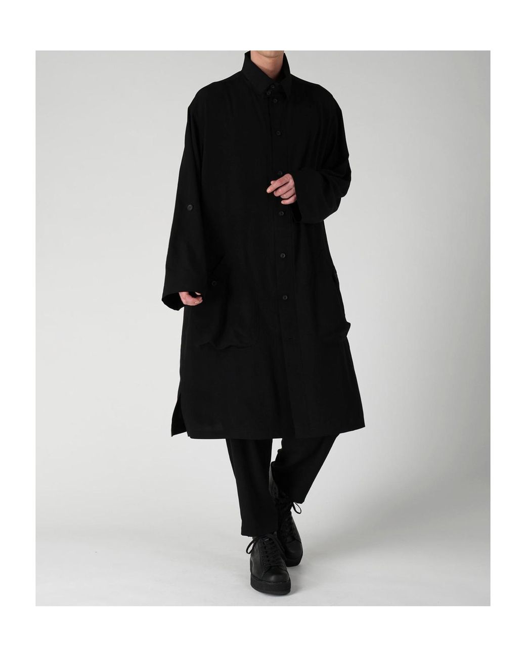 Yohji Yamamoto Black Oversized Long Shirt for men