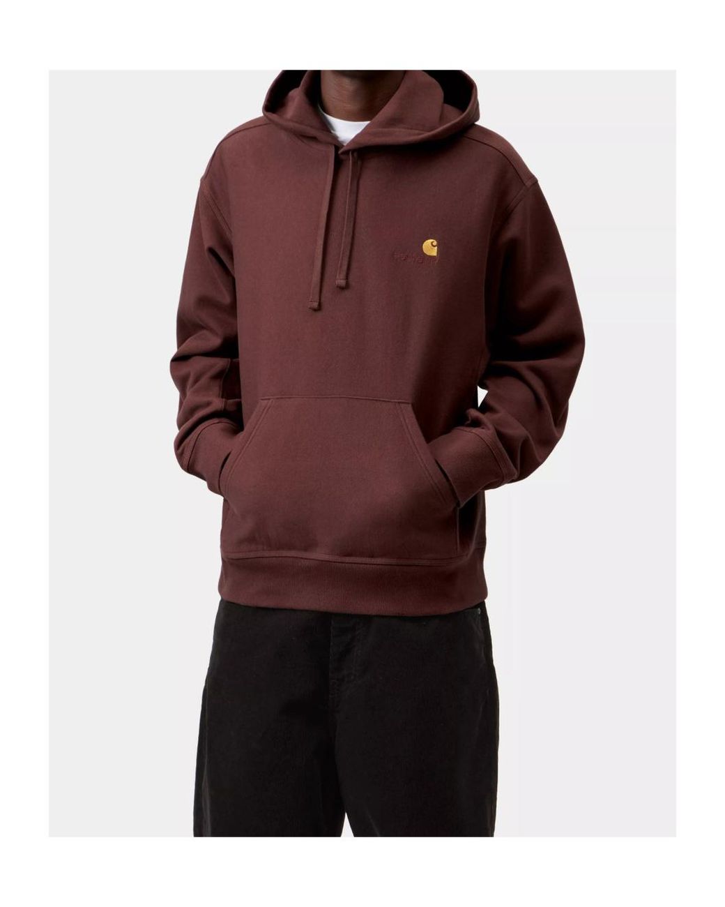 Carhartt Brown American Script Logo-Embroidered Hoodie for men