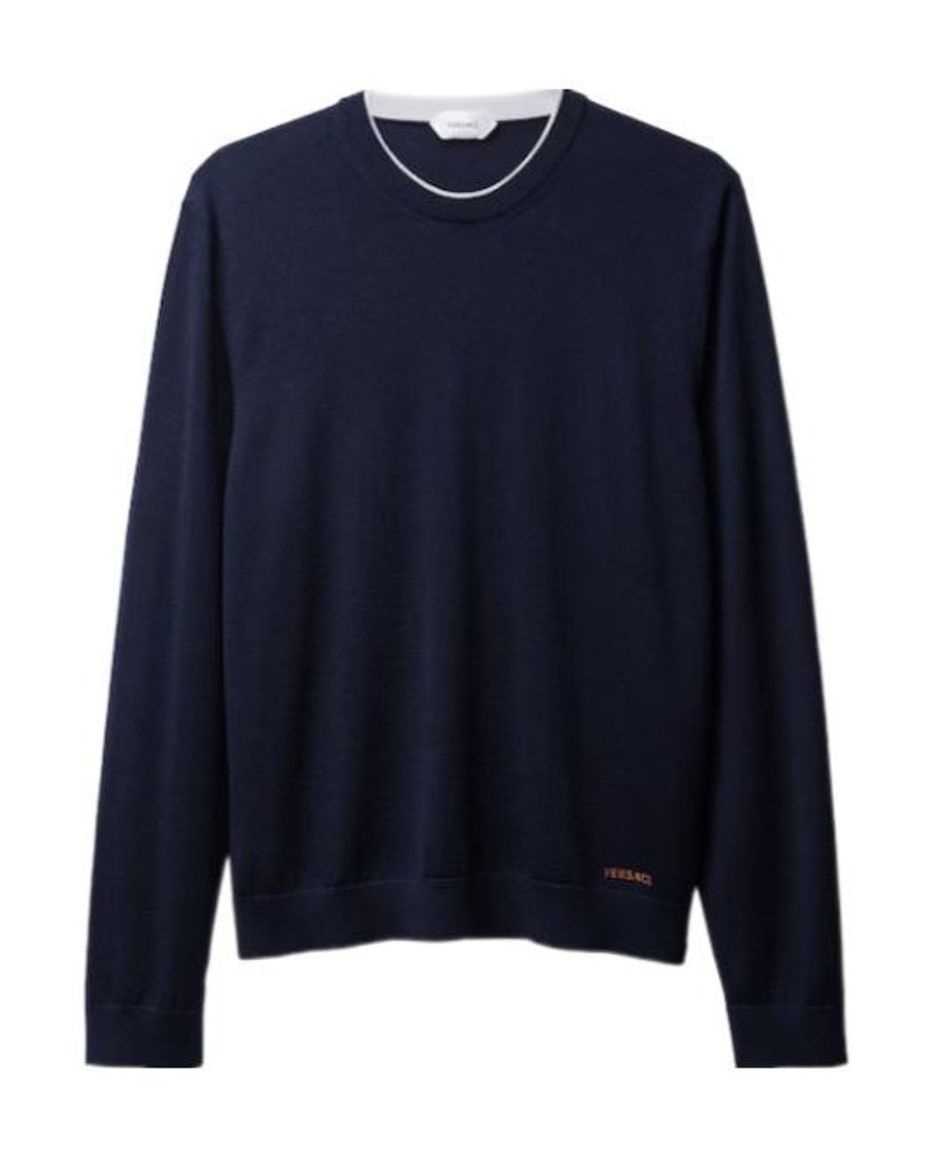 Versace Blue Embroidered Knitted Crewneck Jumper for men