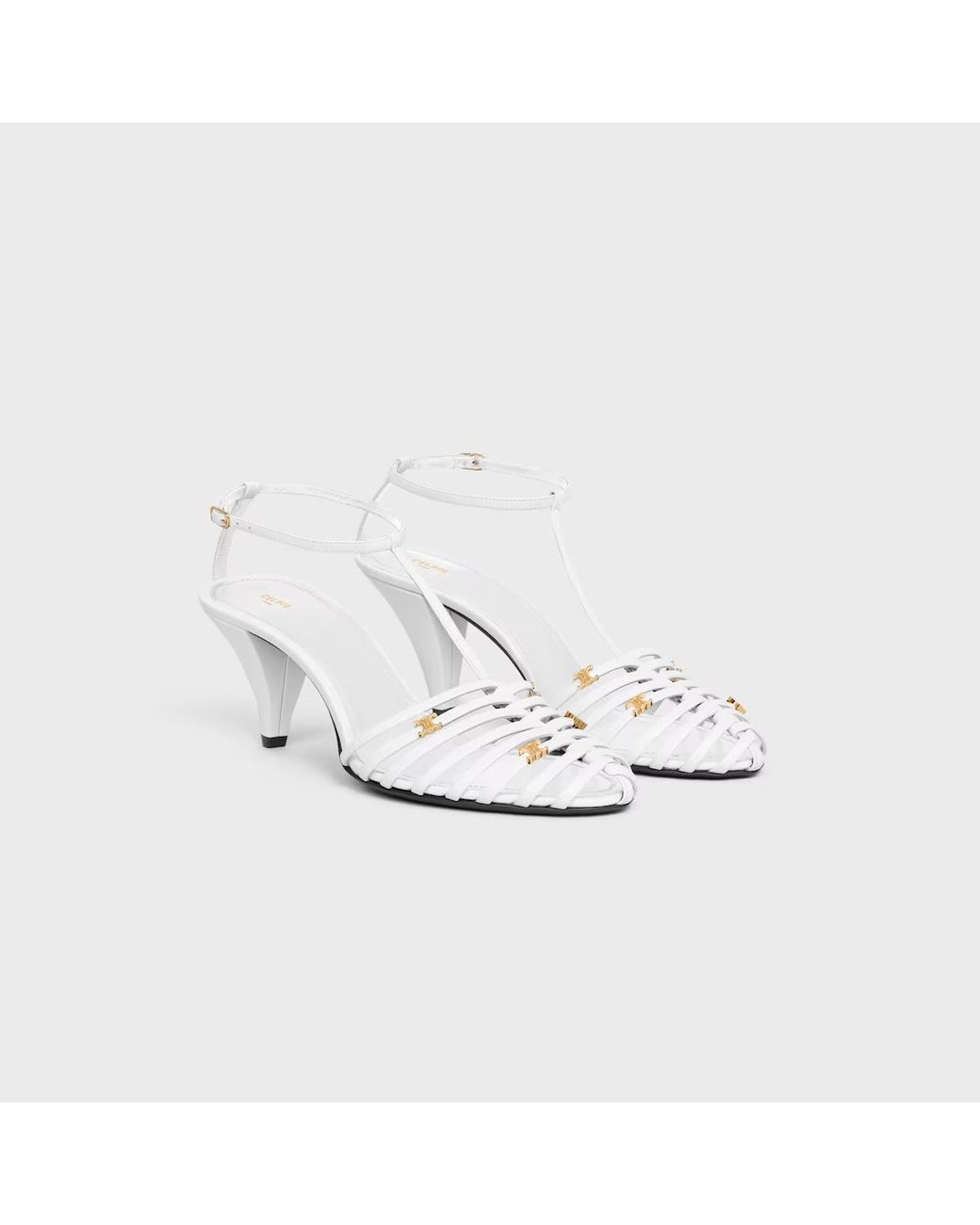 Céline White Cage Heeled Sandal