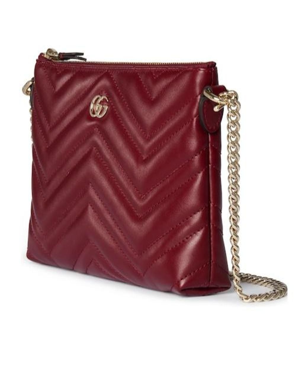 Gucci Red Gg Marmont Pochette With Chain