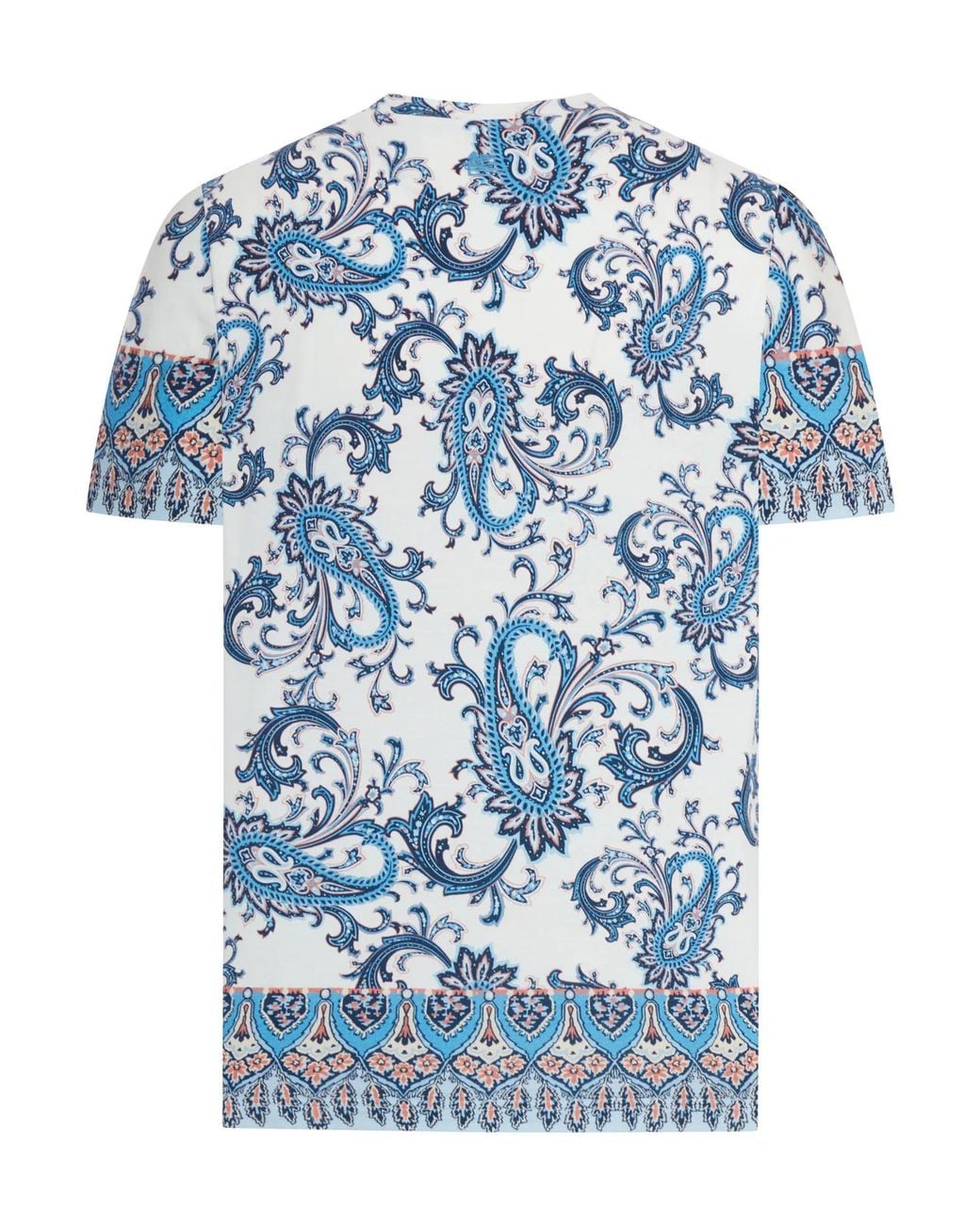 Etro Pink Pattern-Printed Crewneck T-Shirt for men