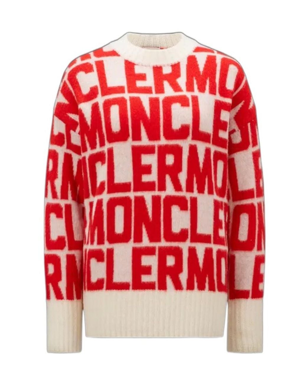 Moncler Red All-Over Logo Intarsia Knit Sweater