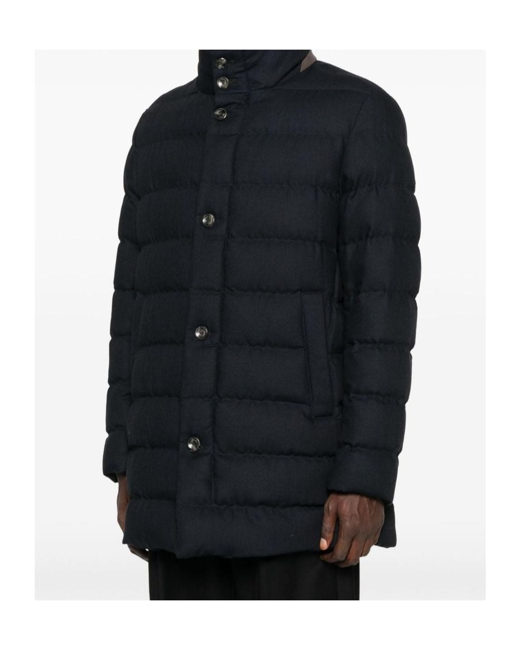 Herno Blue High Neck Quilted Padded Jacket for men