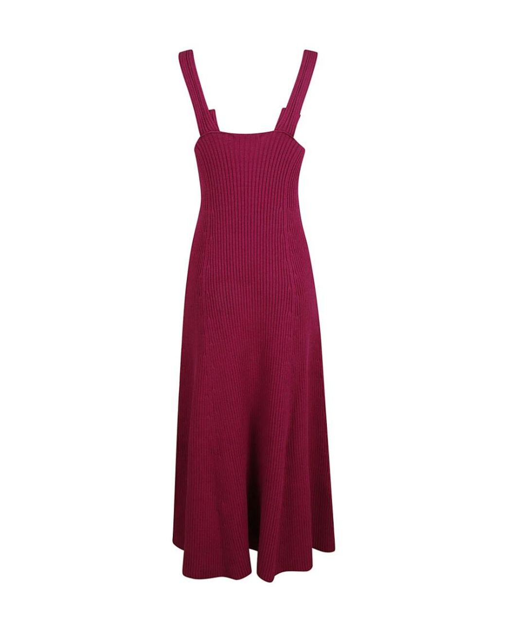 Jil Sander Purple Ribbed Knitted Flared Midi Dress