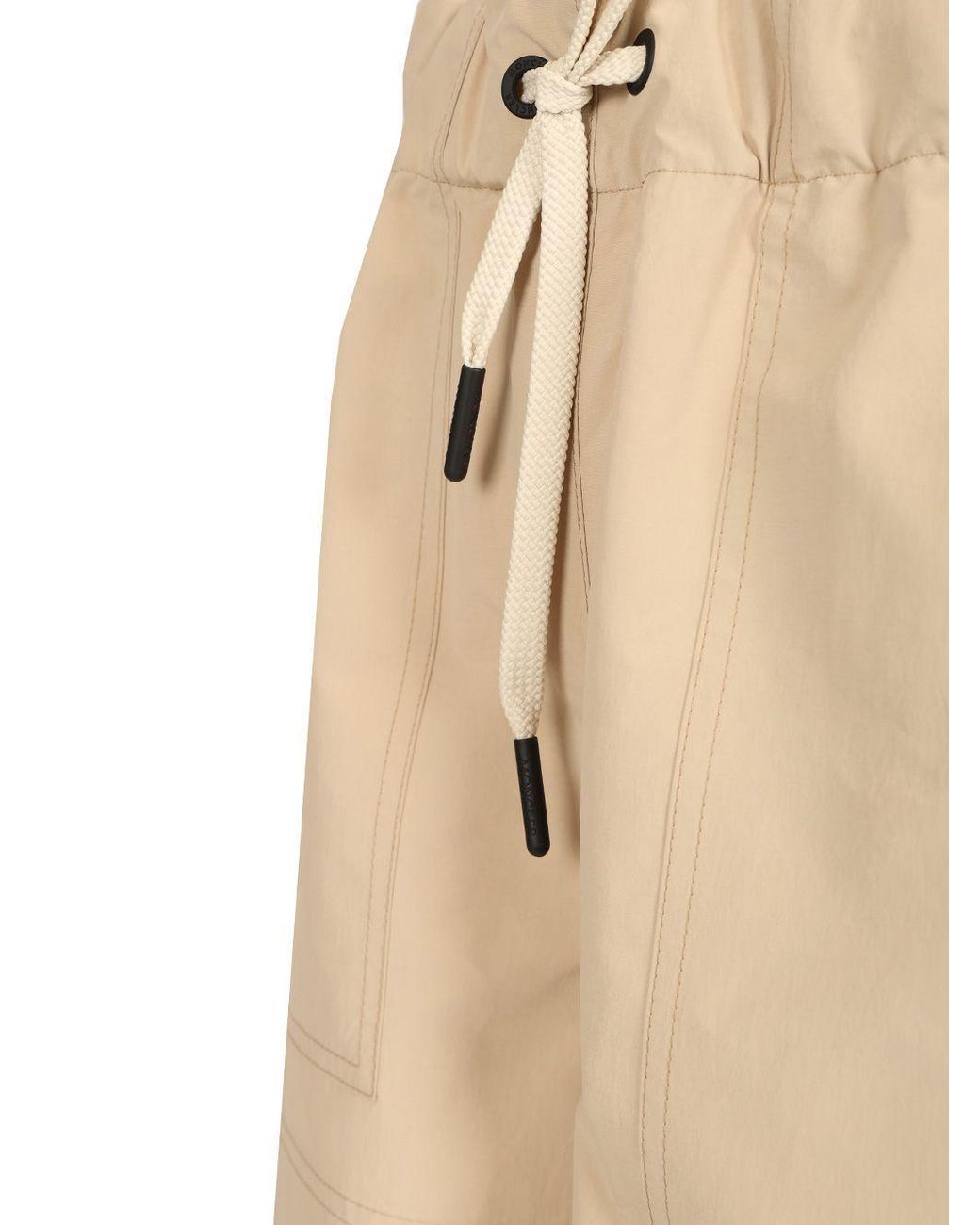 Moncler Natural Grenoble Logo Patch Drawstring Shorts
