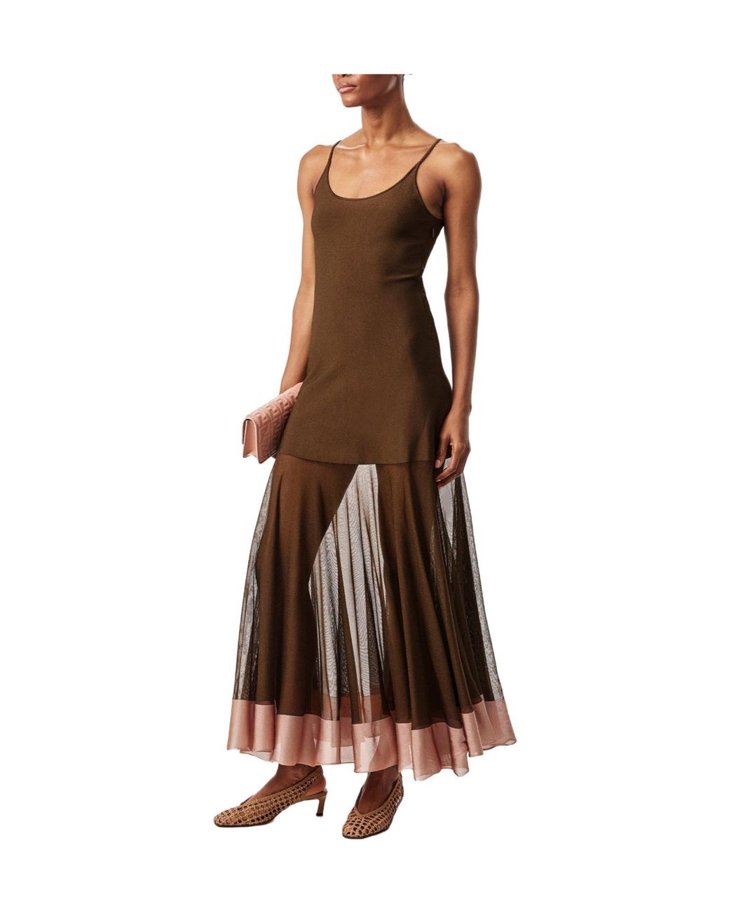 Fendi Brown Color-Block Dress