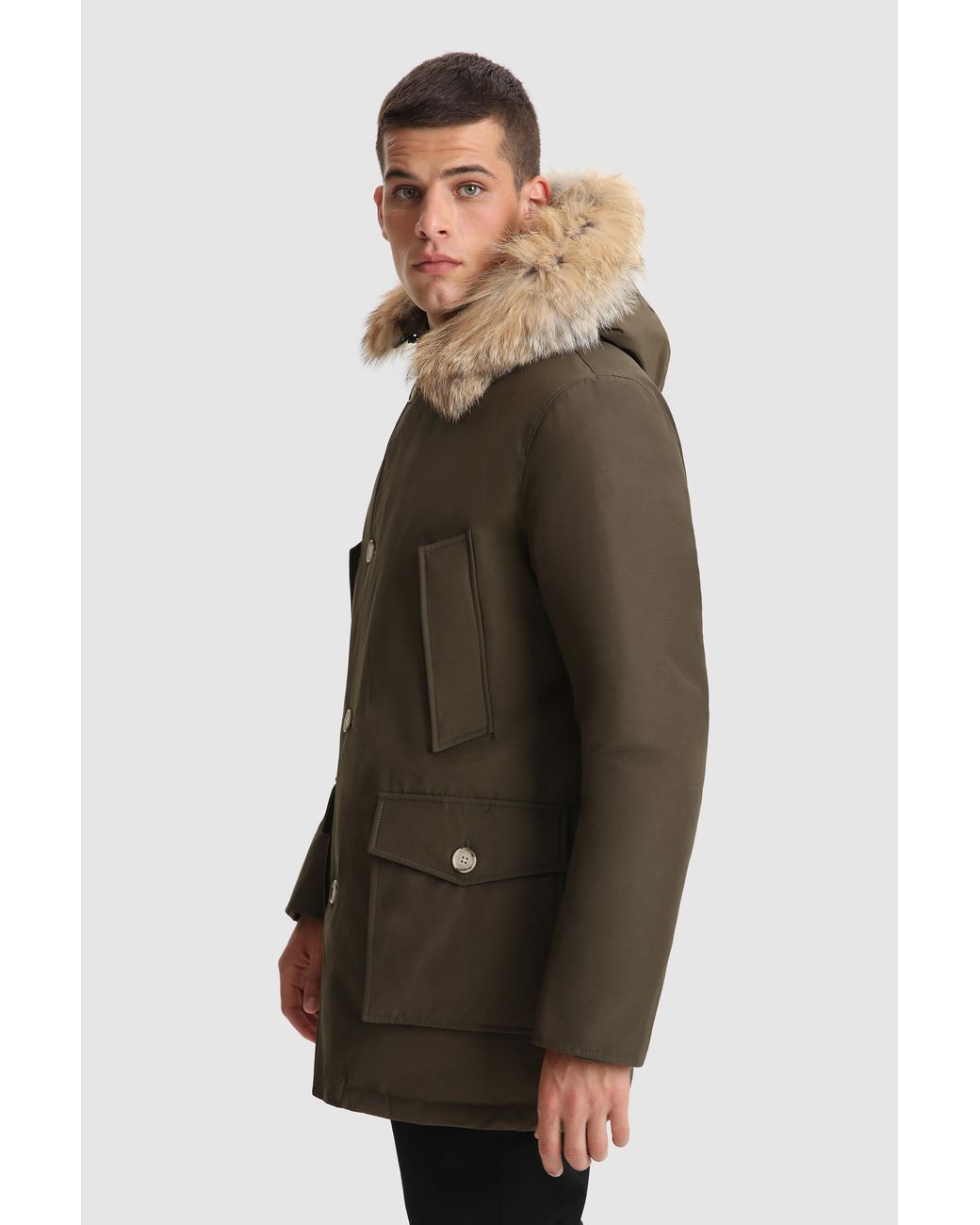Woolrich Green Logo Down Jacket for men
