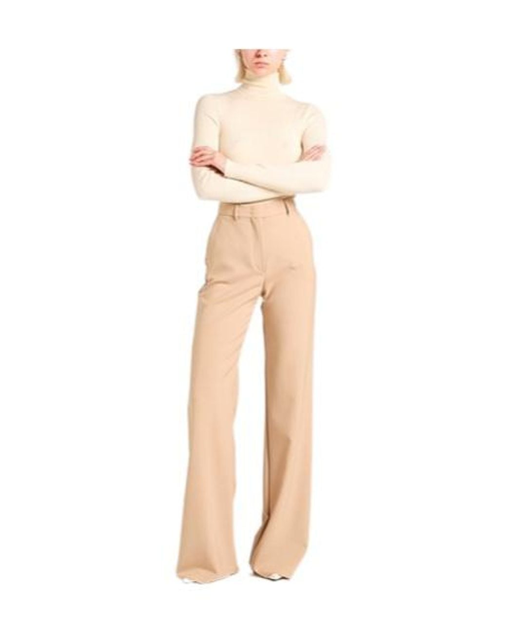 Sportmax Natural High-Waist Wide-Leg Trousers