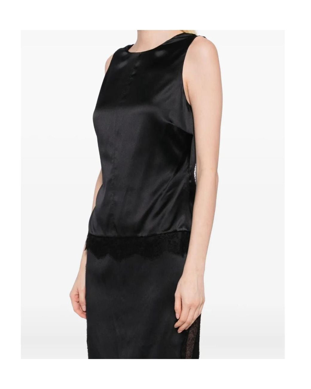 Tom Ford Black Lace Trim Sleeveless Top