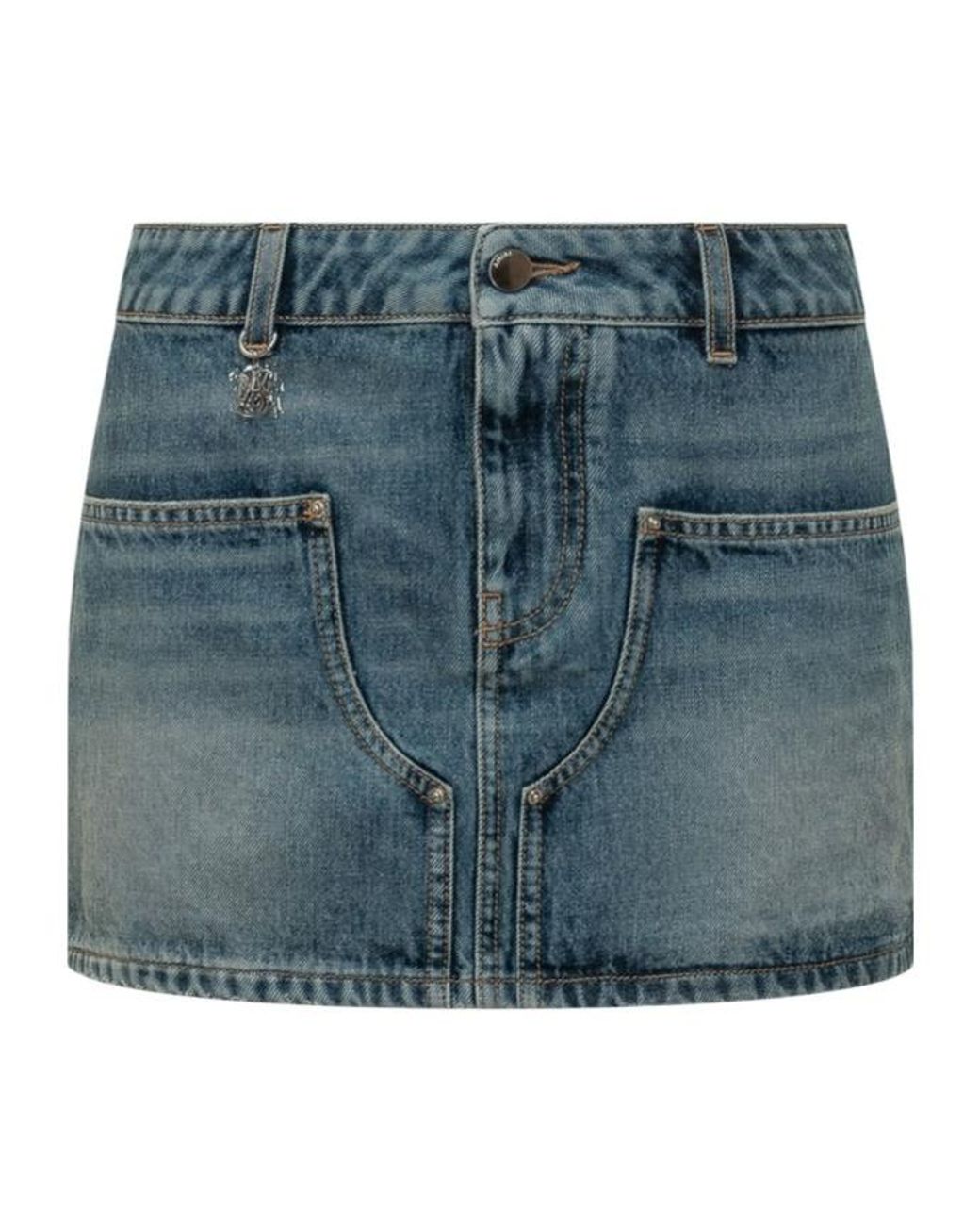 Amiri Blue Denim Mini Skirt