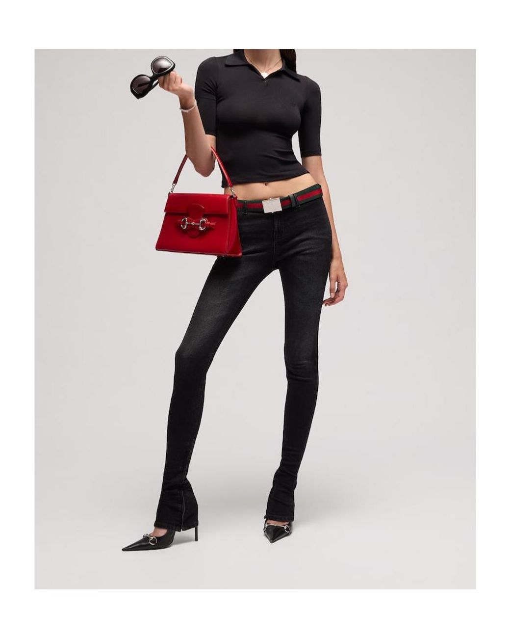 Gucci Red Horsebit Duomo Medium Top Handle Bag