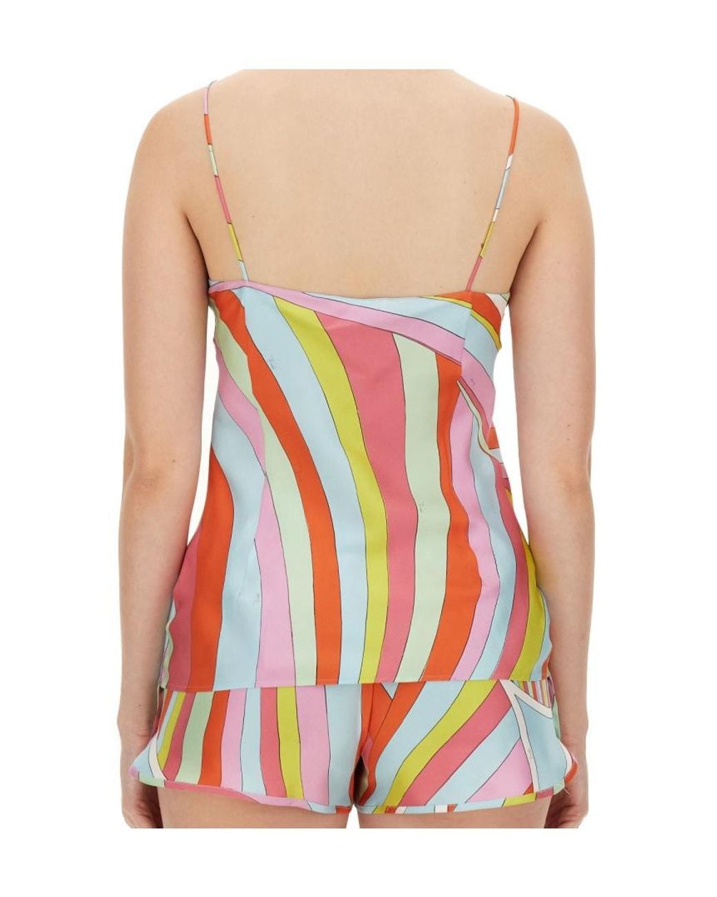 Emilio Pucci White Iride-Print Silk Camisole Top
