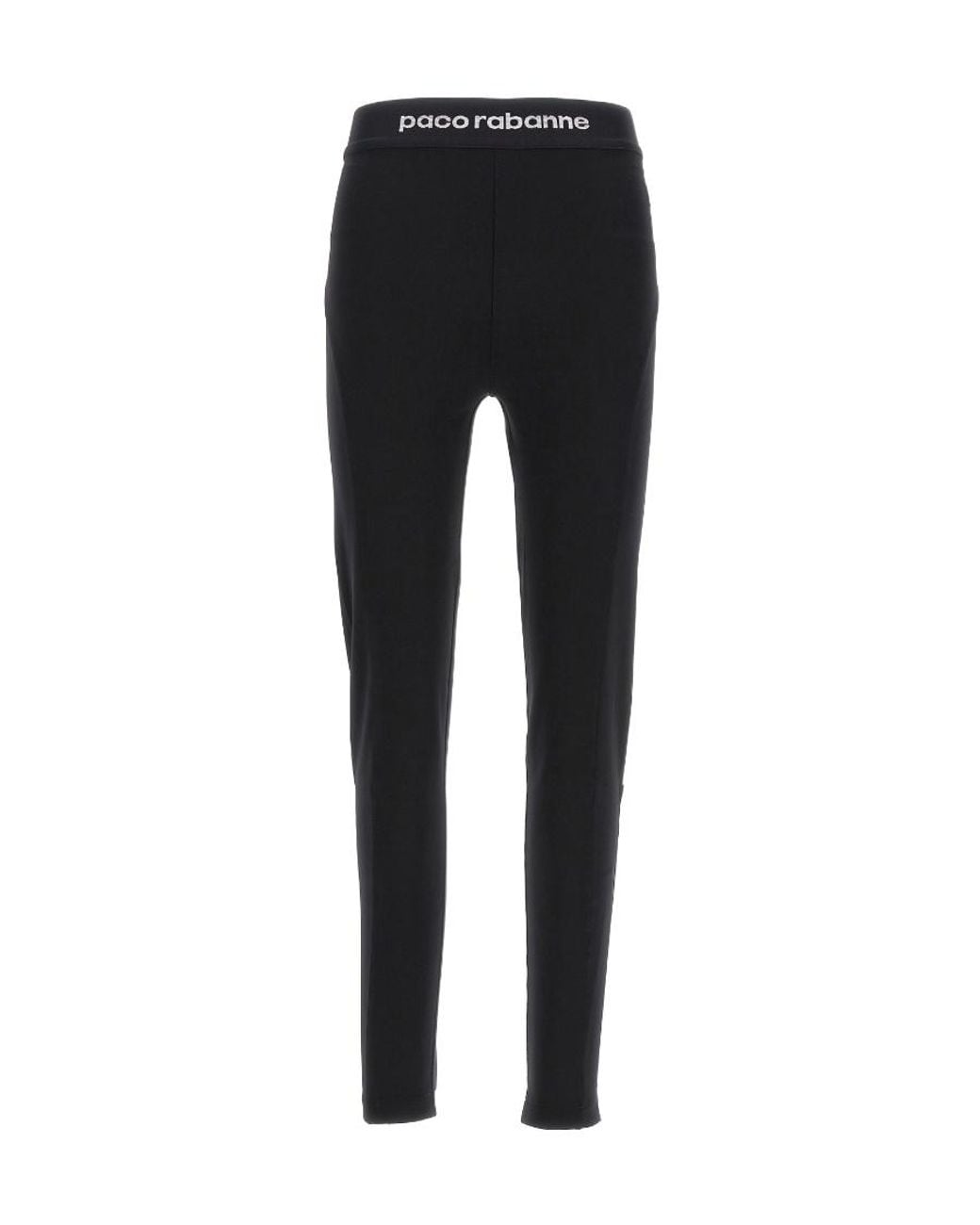 Rabanne Black Logo Detailed High Waisted Leggings