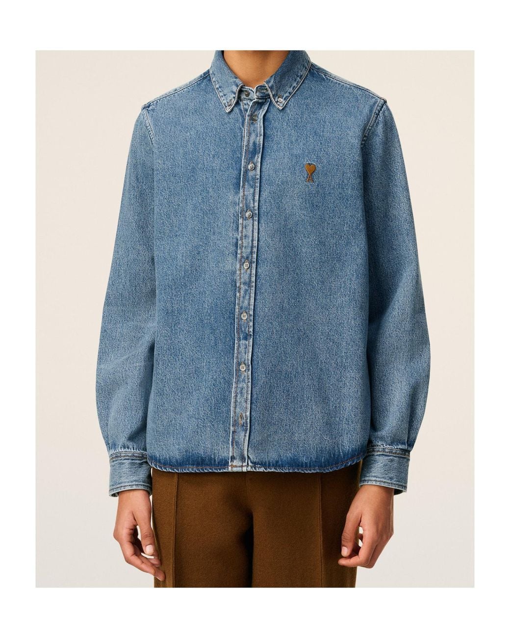 AMI Blue Ami Classic Denim Shirt for men