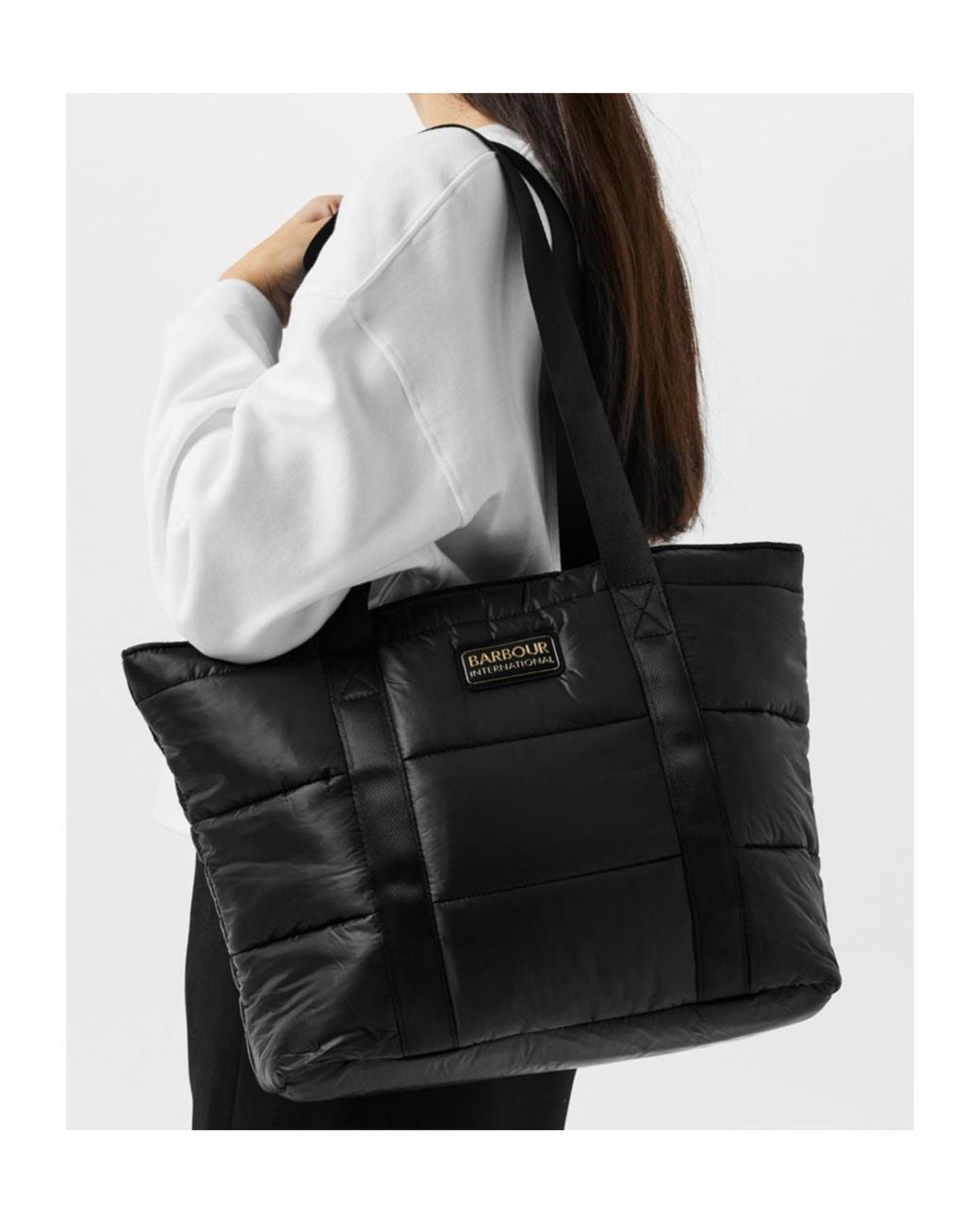 Barbour Black Monaco Quilted Tote Bag