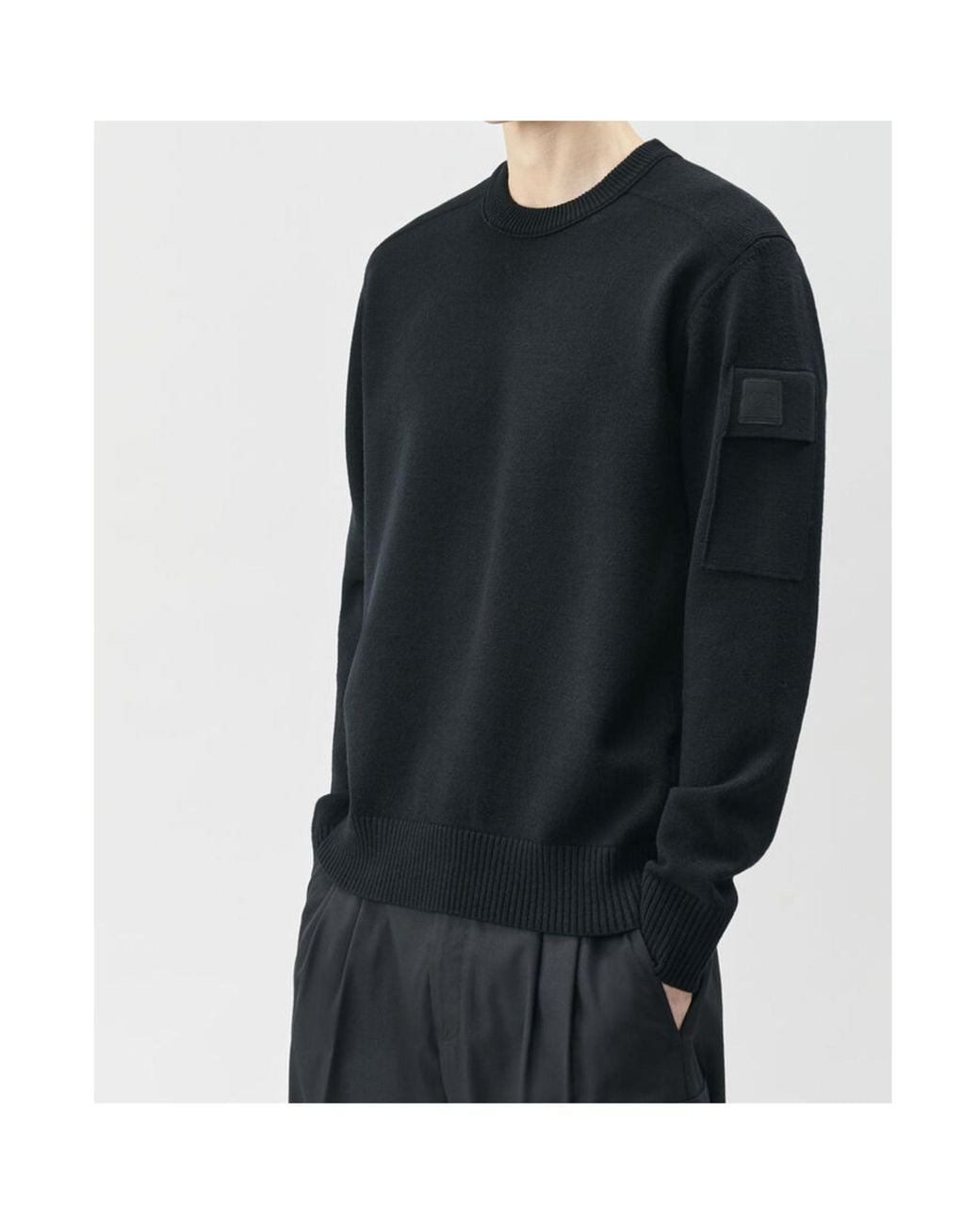 C P Company Black Metropolis Series Extrafine Merino Wool Crewneck Sweater for men