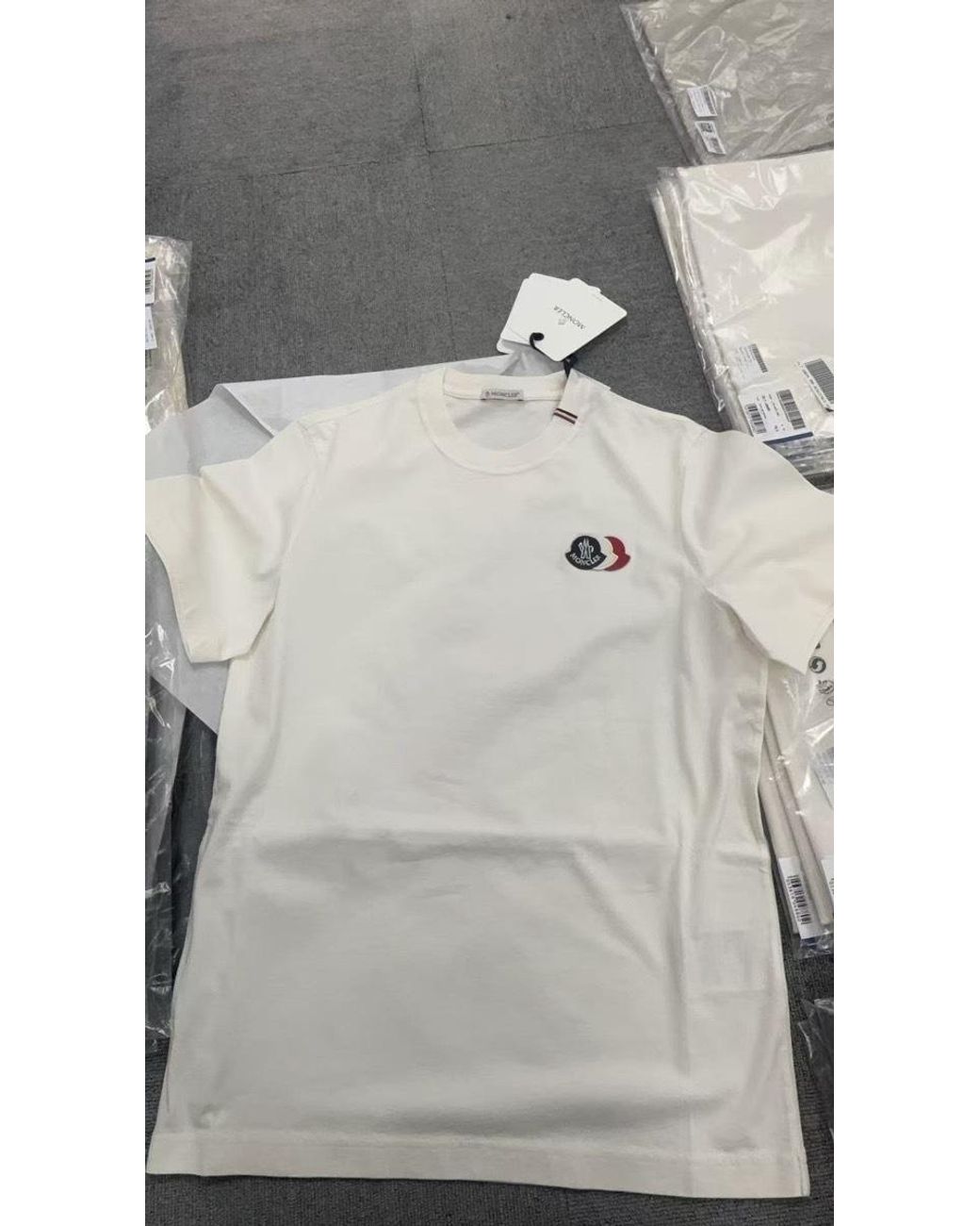 Moncler White Logo Patch Crewneck T-Shirt for men