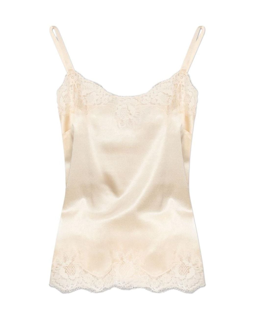 Dolce & Gabbana Natural Lace-Trim Spaghetti Strap Cami Top