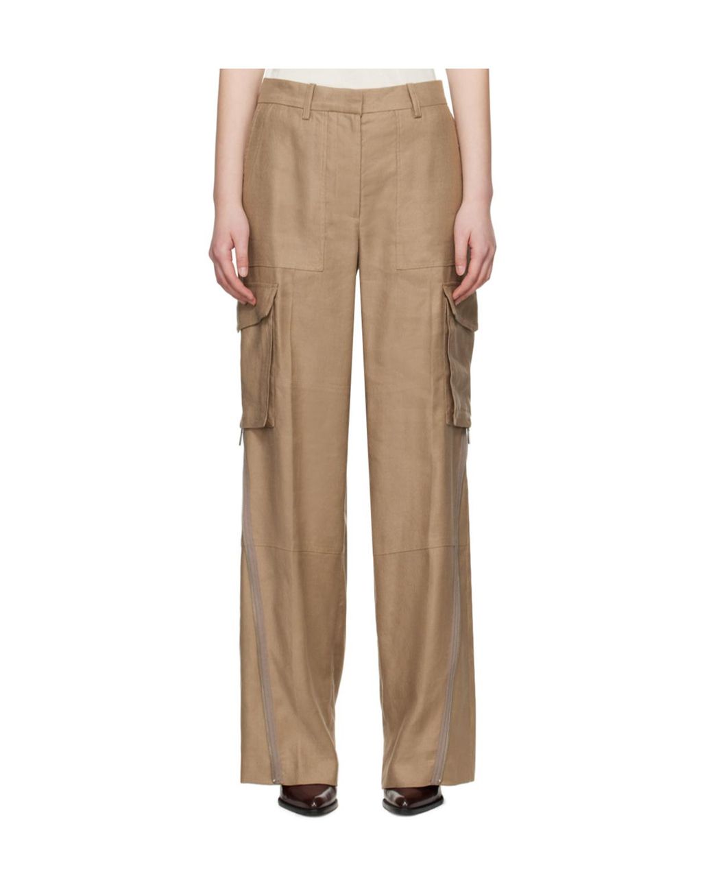 Helmut Lang Natural Cargo Carpenter Zipper Casual Pants