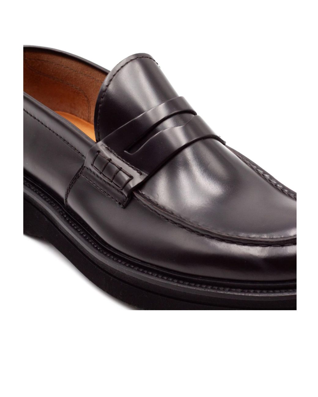 Green George Black Penny Leather Loafers for men