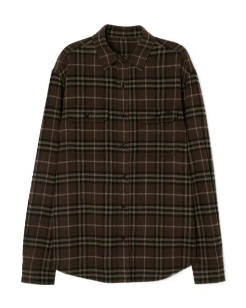 Burberry Green Wool Check Flannel Shirt for men