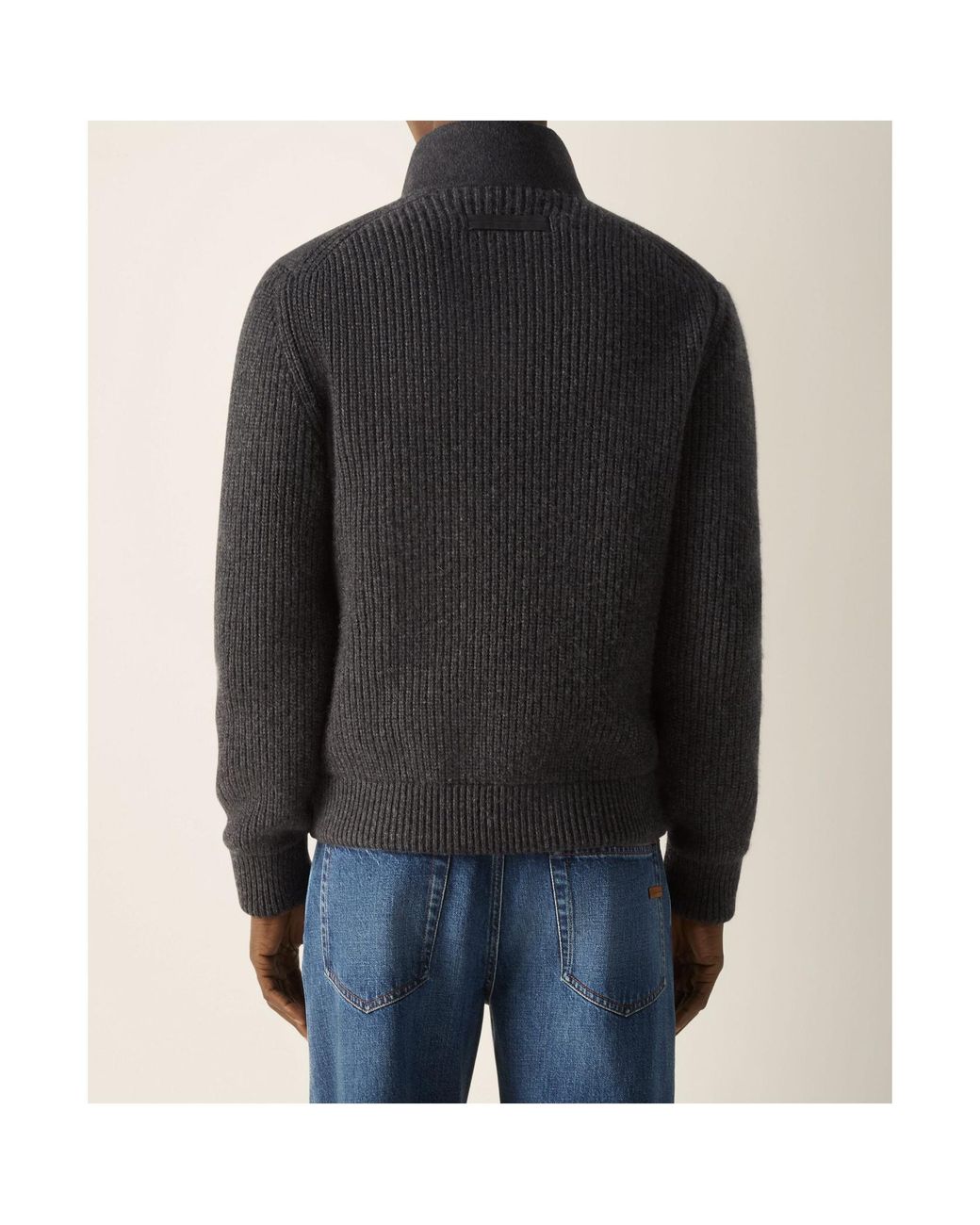 Zegna Black Dark Mélange Oasi Cashmere Full Zip Cardigan for men
