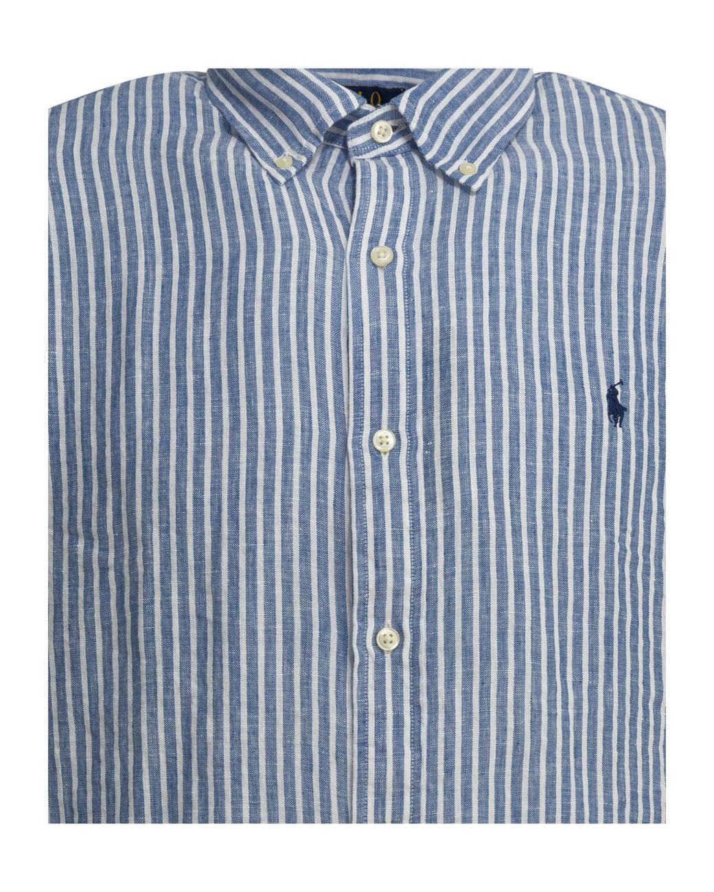 Polo Ralph Lauren Blue Logo Detailed Striped Shirt for men