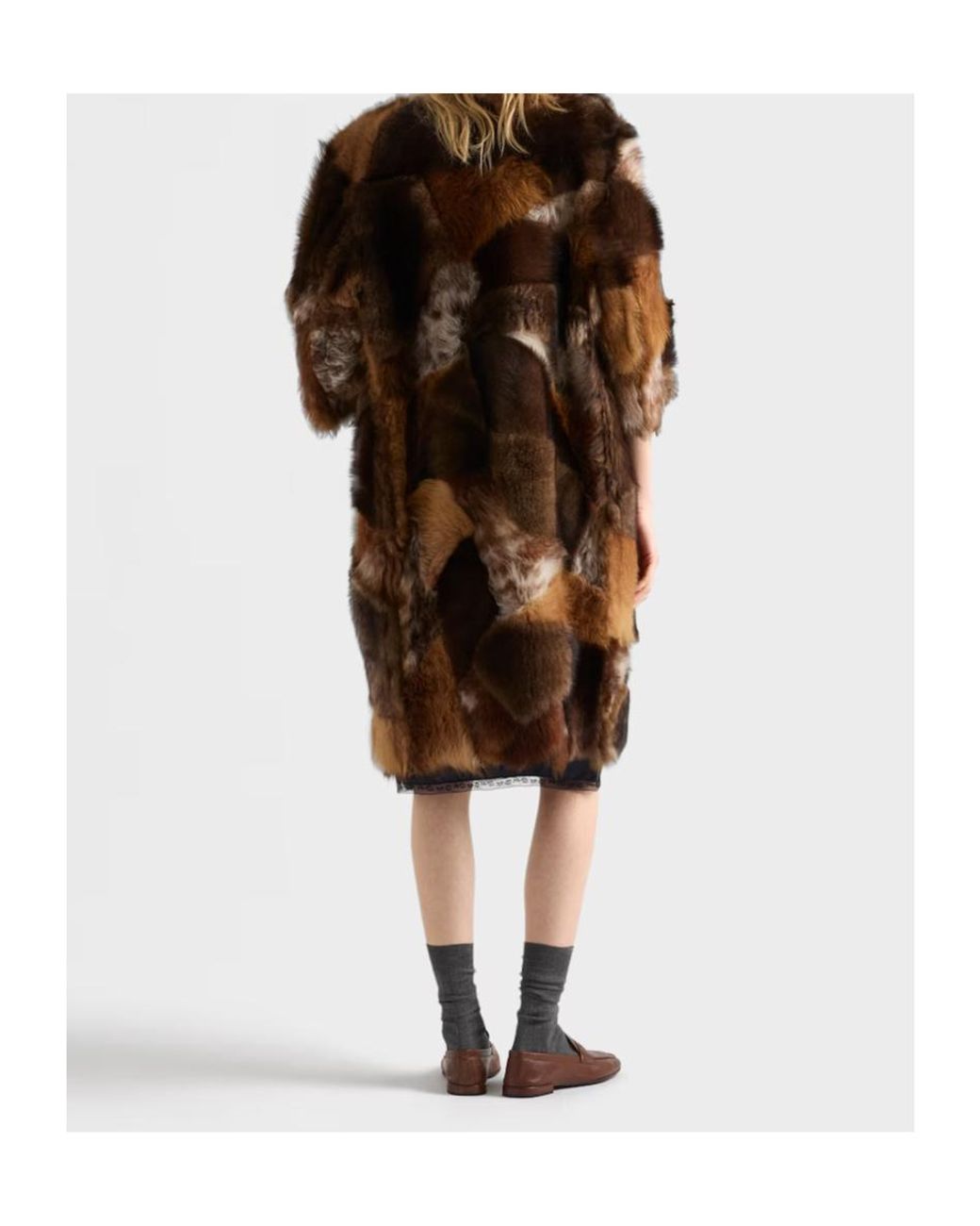 Prada Brown Patchwork Long Coat