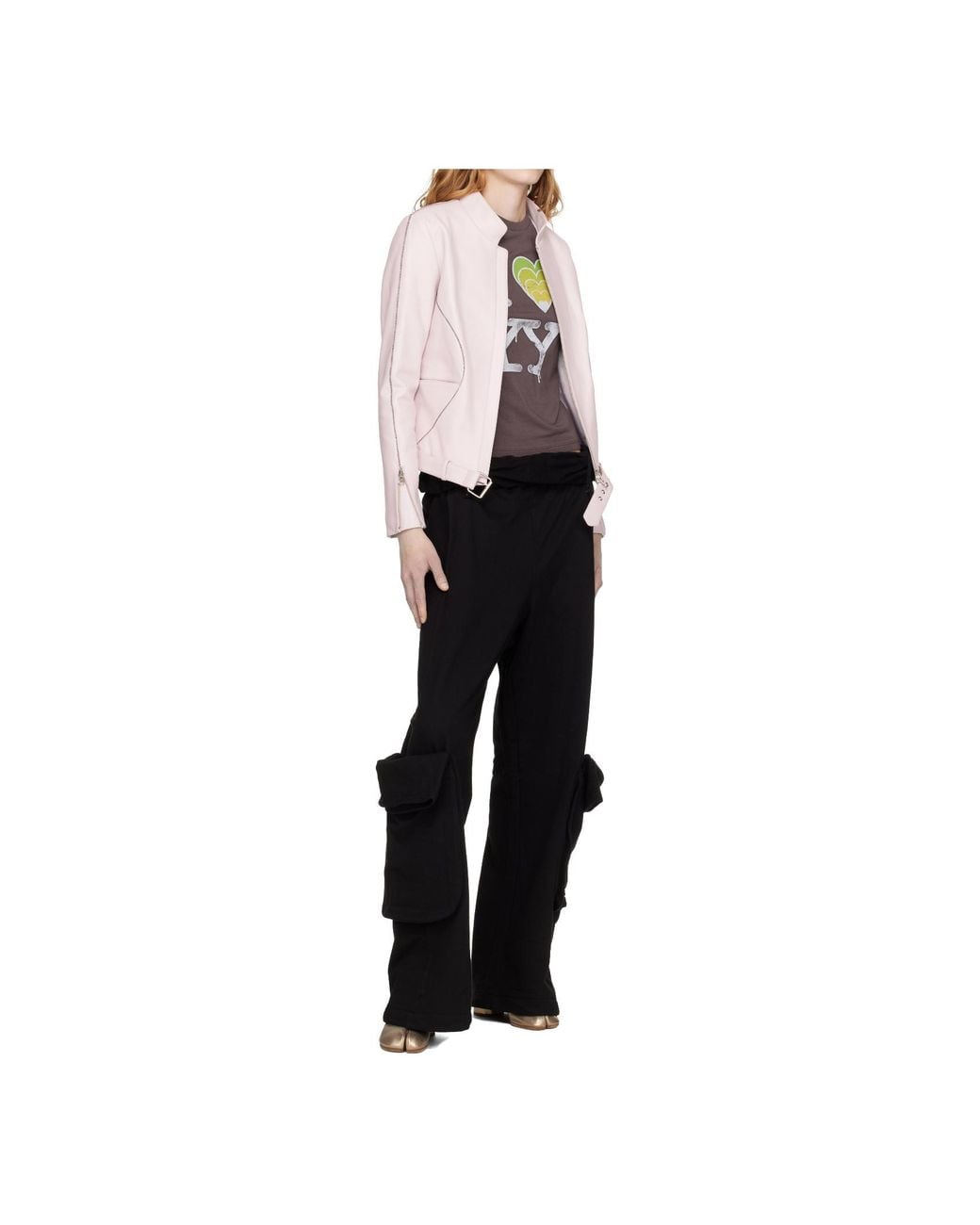 OPEN YY Pink Radius Leather Jacket