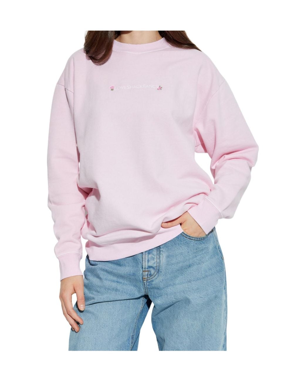 LoveShackFancy Pink Palo Embroidered Sweatshirt